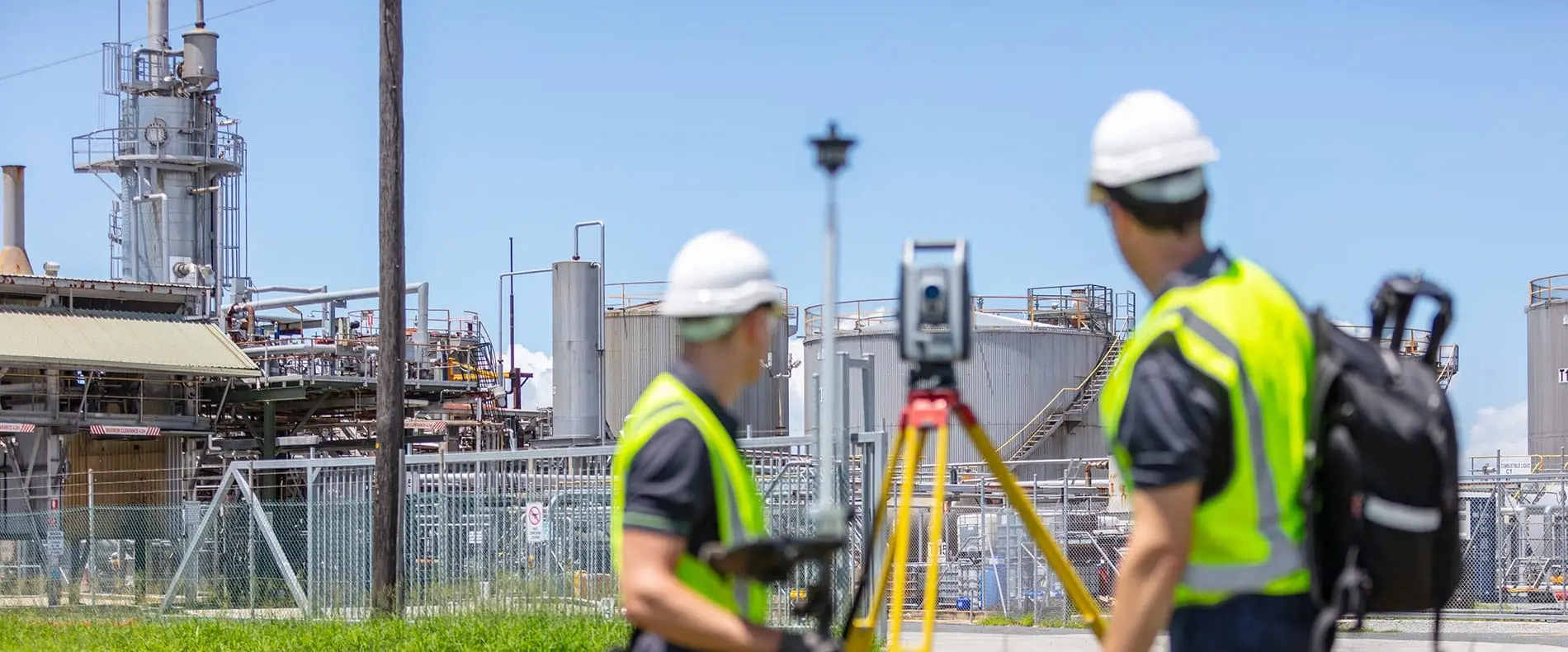 Construction site worker overlooking a major build