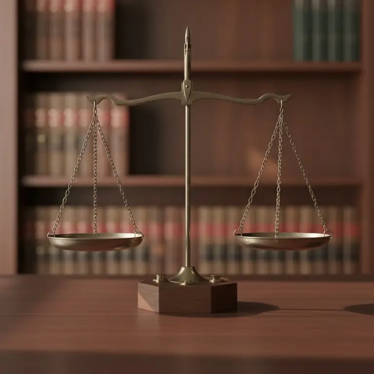 Scales of justice in a legal library